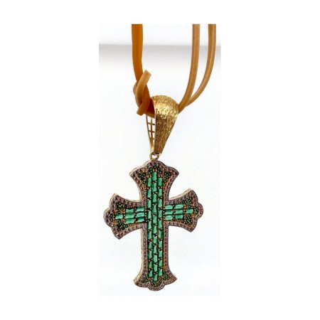 Medalla cruz verde de oro 18k 2